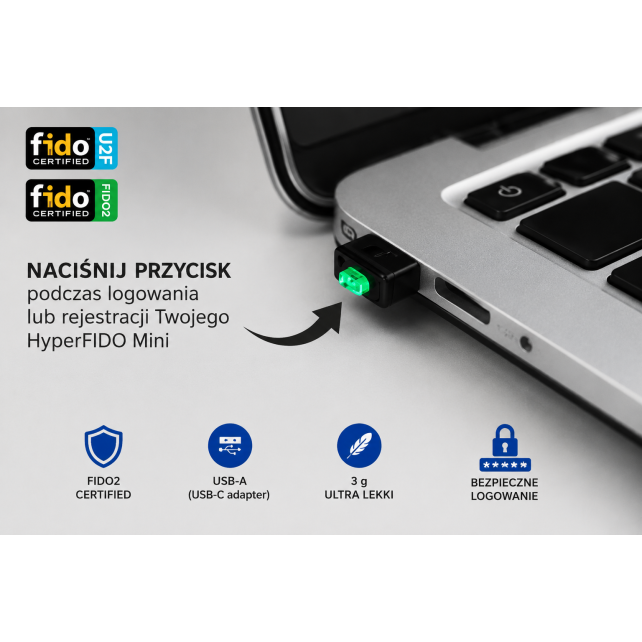 HyperFIDO PRO Mini – klucz bezpieczeństwa FIDO2 USB-A | Fiskasa.pl