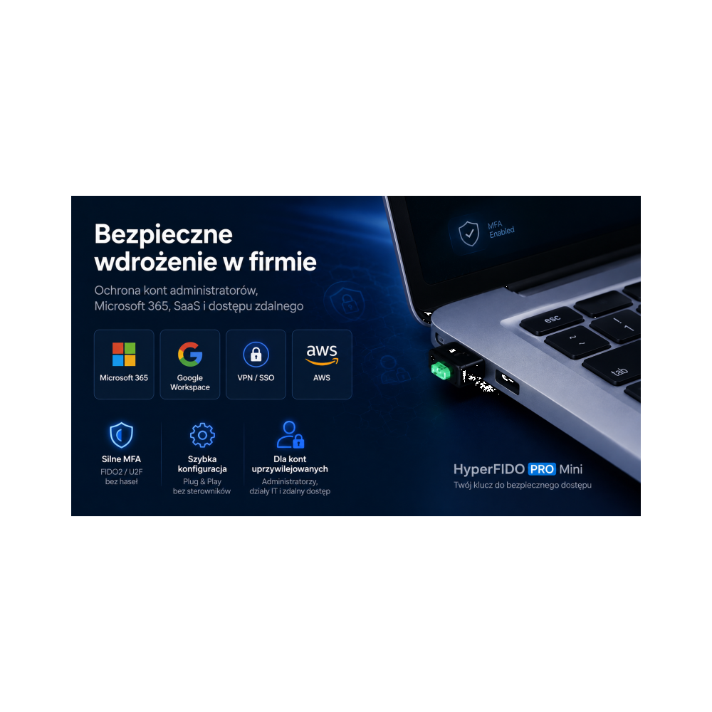 HyperFIDO PRO Mini – klucz bezpieczeństwa FIDO2 USB-A | Fiskasa.pl